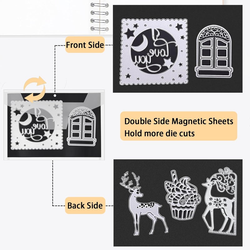 Unarty 20 PCS 9.4 x 7 Inch Large Die Cut Storage Envelopes with 0.7 mm Thick Magnetic Sheets for Die Storage, Clear Die Storage Pockets and Magnet - Image 3